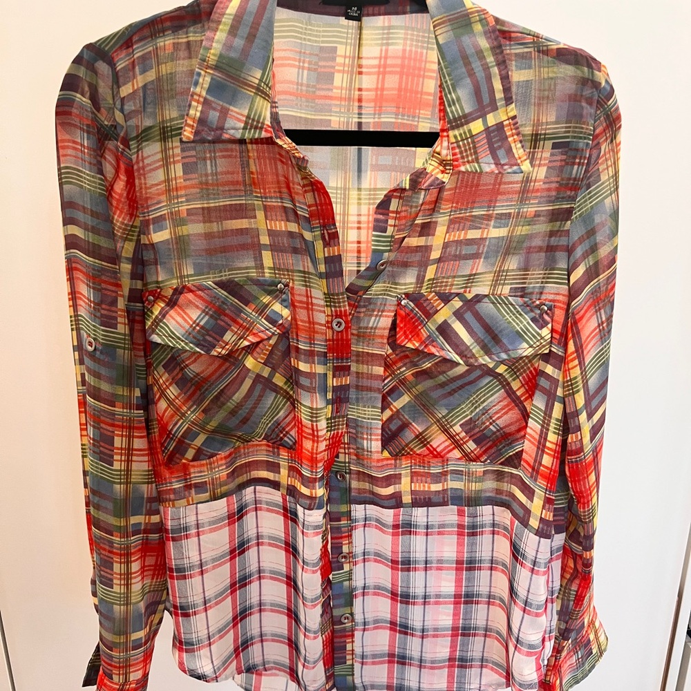 Posh Multicolor Plaid Blouse